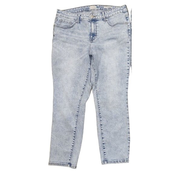 Wonderly Womens Jeans Light Blue Bleached Out Mid Rise Skinny Crop Size 12R - Picture 1 of 7